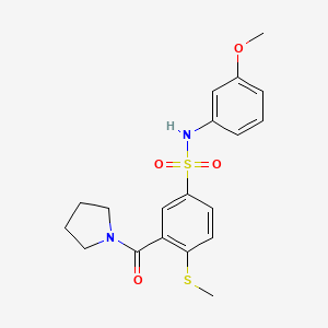 N-(3-methoxyphenyl)-4-(methylthio)-3-(1-pyrrolidinylcarbonyl)benzenesulfonamide