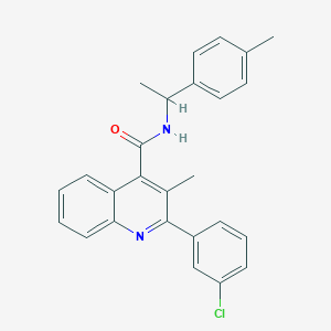 molecular formula C26H23ClN2O B444767 2-(3-chlorophenyl)-3-methyl-N-[1-(4-methylphenyl)ethyl]quinoline-4-carboxamide 