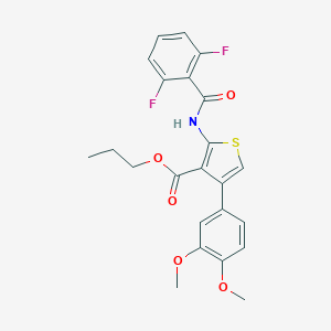 molecular formula C23H21F2NO5S B444768 Propyl 2-[(2,6-difluorobenzoyl)amino]-4-(3,4-dimethoxyphenyl)-3-thiophenecarboxylate 