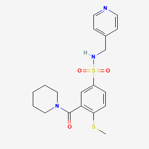 molecular formula C19H23N3O3S2 B4447701 4-methylsulfanyl-3-(piperidine-1-carbonyl)-N-(pyridin-4-ylmethyl)benzenesulfonamide 