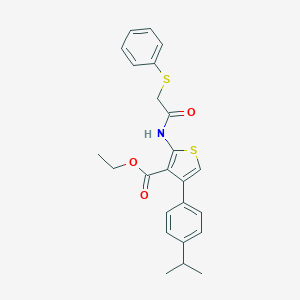 Ethyl 4-(4-isopropylphenyl)-2-{[(phenylsulfanyl)acetyl]amino}-3-thiophenecarboxylate