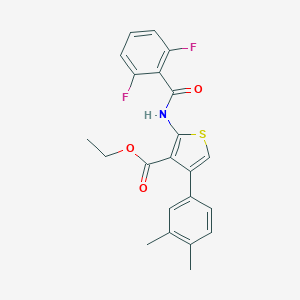 molecular formula C22H19F2NO3S B444775 Ethyl 2-[(2,6-difluorobenzoyl)amino]-4-(3,4-dimethylphenyl)-3-thiophenecarboxylate 