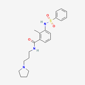 molecular formula C21H27N3O3S B4447751 2-methyl-3-[(phenylsulfonyl)amino]-N-[3-(1-pyrrolidinyl)propyl]benzamide 