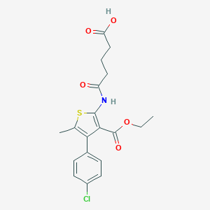 molecular formula C19H20ClNO5S B444778 5-{[4-(4-Chlorophenyl)-3-(ethoxycarbonyl)-5-methyl-2-thienyl]amino}-5-oxopentanoic acid 