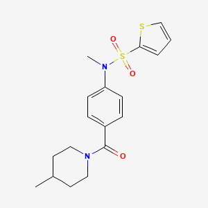 molecular formula C18H22N2O3S2 B4447801 N-methyl-N-{4-[(4-methyl-1-piperidinyl)carbonyl]phenyl}-2-thiophenesulfonamide 