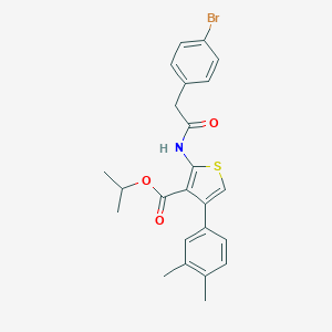 molecular formula C24H24BrNO3S B444782 Isopropyl 2-{[(4-bromophenyl)acetyl]amino}-4-(3,4-dimethylphenyl)-3-thiophenecarboxylate 