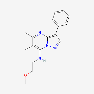 molecular formula C17H20N4O B4447822 N-(2-methoxyethyl)-5,6-dimethyl-3-phenylpyrazolo[1,5-a]pyrimidin-7-amine 