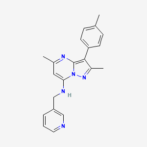 molecular formula C21H21N5 B4447853 2,5-dimethyl-3-(4-methylphenyl)-N-(pyridin-3-ylmethyl)pyrazolo[1,5-a]pyrimidin-7-amine 