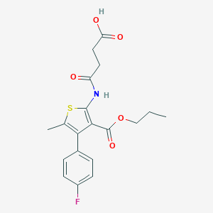 molecular formula C19H20FNO5S B444788 4-{[4-(4-Fluorophenyl)-5-methyl-3-(propoxycarbonyl)-2-thienyl]amino}-4-oxobutanoic acid 