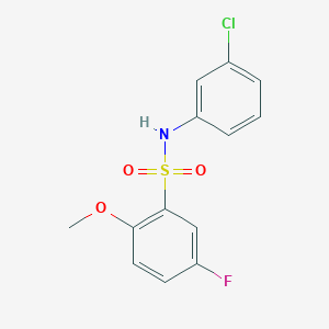 molecular formula C13H11ClFNO3S B4447898 N-(3-CHLOROPHENYL)-5-FLUORO-2-METHOXYBENZENE-1-SULFONAMIDE 