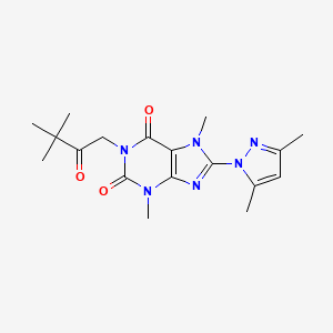 molecular formula C18H24N6O3 B4447903 1-(3,3-Dimethyl-2-oxobutyl)-8-(3,5-dimethylpyrazol-1-yl)-3,7-dimethylpurine-2,6-dione 