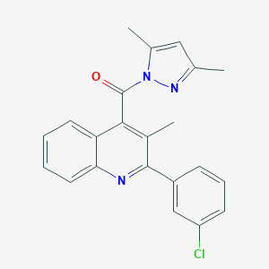 molecular formula C22H18ClN3O B444792 2-(3-chlorophenyl)-4-[(3,5-dimethyl-1H-pyrazol-1-yl)carbonyl]-3-methylquinoline 