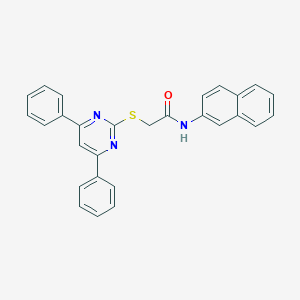 molecular formula C28H21N3OS B444797 2-[(4,6-diphenyl-2-pyrimidinyl)sulfanyl]-N-(2-naphthyl)acetamide 