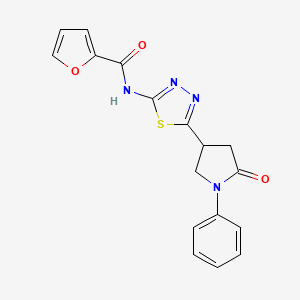 molecular formula C17H14N4O3S B4447974 N-[5-(5-oxo-1-phenylpyrrolidin-3-yl)-1,3,4-thiadiazol-2-yl]furan-2-carboxamide 