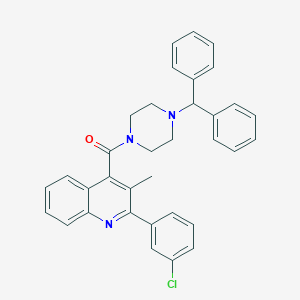 molecular formula C34H30ClN3O B444801 4-[(4-Benzhydryl-1-piperazinyl)carbonyl]-2-(3-chlorophenyl)-3-methylquinoline 