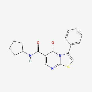 molecular formula C18H17N3O2S B4448064 N-cyclopentyl-5-oxo-3-phenyl-5H-[1,3]thiazolo[3,2-a]pyrimidine-6-carboxamide 