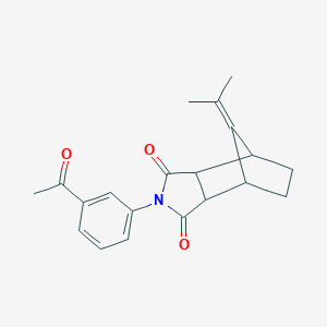 molecular formula C20H21NO3 B444818 4-(3-Acetylphenyl)-10-(1-methylethylidene)-4-azatricyclo[5.2.1.0~2,6~]decane-3,5-dione 