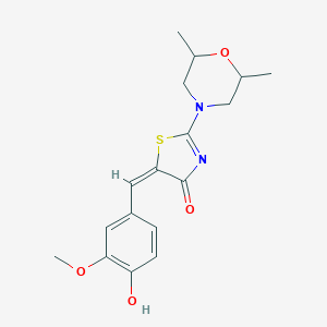 molecular formula C17H20N2O4S B444820 2-(2,6-dimethyl-4-morpholinyl)-5-(4-hydroxy-3-methoxybenzylidene)-1,3-thiazol-4(5H)-one 