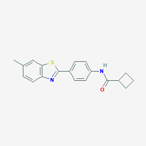 molecular formula C19H18N2OS B444833 N-[4-(6-methyl-1,3-benzothiazol-2-yl)phenyl]cyclobutanecarboxamide 