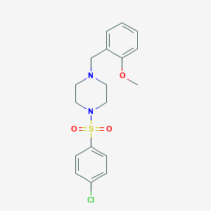 molecular formula C18H21ClN2O3S B444838 1-[(4-Chlorophenyl)sulfonyl]-4-(2-methoxybenzyl)piperazine 