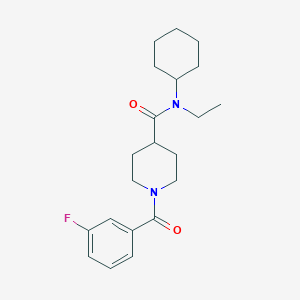 molecular formula C21H29FN2O2 B4448412 N-cyclohexyl-N-ethyl-1-(3-fluorobenzoyl)-4-piperidinecarboxamide 