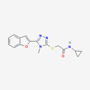 molecular formula C16H16N4O2S B4448472 2-{[5-(1-benzofuran-2-yl)-4-methyl-4H-1,2,4-triazol-3-yl]thio}-N-cyclopropylacetamide 