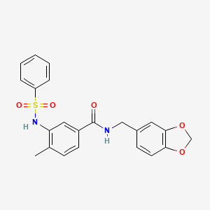 N-(1,3-benzodioxol-5-ylmethyl)-4-methyl-3-[(phenylsulfonyl)amino]benzamide