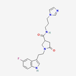 molecular formula C21H24FN5O2 B4448567 1-[2-(5-fluoro-1H-indol-3-yl)ethyl]-N-[3-(1H-imidazol-1-yl)propyl]-5-oxopyrrolidine-3-carboxamide 