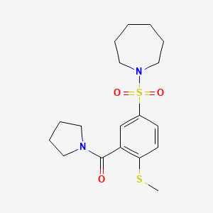 molecular formula C18H26N2O3S2 B4448571 1-{[4-(methylthio)-3-(1-pyrrolidinylcarbonyl)phenyl]sulfonyl}azepane 