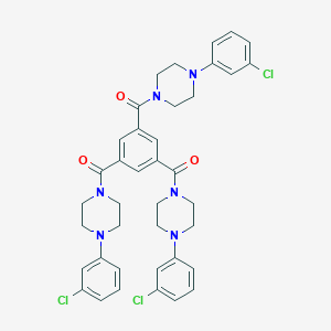 molecular formula C39H39Cl3N6O3 B444863 1-(3,5-Bis{[4-(3-chlorophenyl)-1-piperazinyl]carbonyl}benzoyl)-4-(3-chlorophenyl)piperazine 