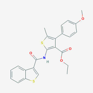 molecular formula C24H21NO4S2 B444875 Ethyl 2-[(1-benzothiophen-3-ylcarbonyl)amino]-4-(4-methoxyphenyl)-5-methylthiophene-3-carboxylate 