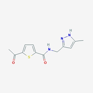 molecular formula C12H13N3O2S B4448785 5-acetyl-N-[(3-methyl-1H-pyrazol-5-yl)methyl]-2-thiophenecarboxamide 