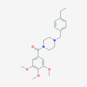 molecular formula C23H30N2O4 B444880 [4-(4-Ethyl-benzyl)-piperazin-1-yl]-(3,4,5-trimethoxy-phenyl)-methanone 