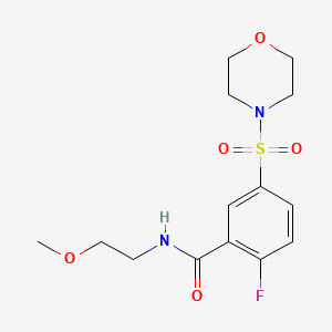 molecular formula C14H19FN2O5S B4448848 2-fluoro-N-(2-methoxyethyl)-5-morpholin-4-ylsulfonylbenzamide 