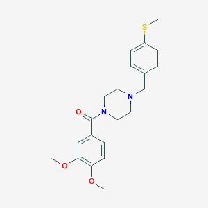 molecular formula C21H26N2O3S B444899 1-(3,4-Dimethoxybenzoyl)-4-[4-(methylsulfanyl)benzyl]piperazine 