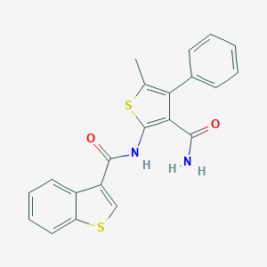 molecular formula C21H16N2O2S2 B444901 N-(3-carbamoyl-5-methyl-4-phenylthiophen-2-yl)-1-benzothiophene-3-carboxamide 