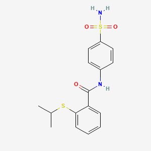 molecular formula C16H18N2O3S2 B4449021 N-[4-(aminosulfonyl)phenyl]-2-(isopropylthio)benzamide 