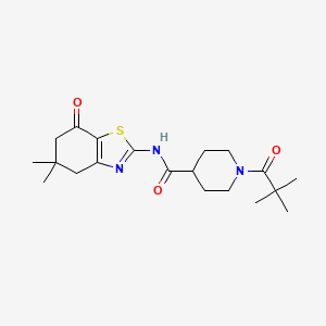 molecular formula C20H29N3O3S B4449037 N-(5,5-dimethyl-7-oxo-4,5,6,7-tetrahydro-1,3-benzothiazol-2-yl)-1-(2,2-dimethylpropanoyl)piperidine-4-carboxamide 