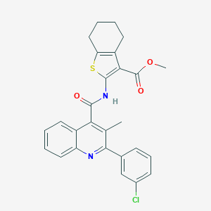 molecular formula C27H23ClN2O3S B444909 Methyl 2-({[2-(3-chlorophenyl)-3-methyl-4-quinolinyl]carbonyl}amino)-4,5,6,7-tetrahydro-1-benzothiophene-3-carboxylate 