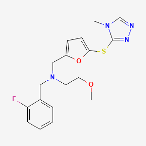 molecular formula C18H21FN4O2S B4449095 (2-fluorobenzyl)(2-methoxyethyl)({5-[(4-methyl-4H-1,2,4-triazol-3-yl)thio]-2-furyl}methyl)amine 