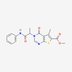 molecular formula C18H17N3O4S B4449120 Methyl 3-(1-anilino-1-oxopropan-2-yl)-5-methyl-4-oxothieno[2,3-d]pyrimidine-6-carboxylate 