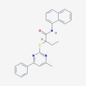 molecular formula C25H23N3OS B444916 2-[(4-methyl-6-phenylpyrimidin-2-yl)thio]-N-1-naphthylbutanamide 