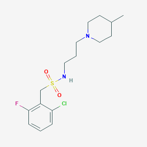 molecular formula C16H24ClFN2O2S B4449233 1-(2-chloro-6-fluorophenyl)-N-[3-(4-methyl-1-piperidinyl)propyl]methanesulfonamide 