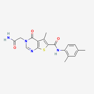 molecular formula C18H18N4O3S B4449277 3-(2-amino-2-oxoethyl)-N-(2,4-dimethylphenyl)-5-methyl-4-oxo-3,4-dihydrothieno[2,3-d]pyrimidine-6-carboxamide 