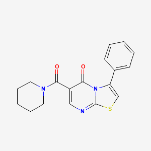 molecular formula C18H17N3O2S B4449318 3-phenyl-6-(1-piperidinylcarbonyl)-5H-[1,3]thiazolo[3,2-a]pyrimidin-5-one 