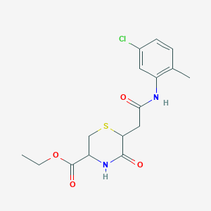 molecular formula C16H19ClN2O4S B4449347 ethyl 6-{2-[(5-chloro-2-methylphenyl)amino]-2-oxoethyl}-5-oxo-3-thiomorpholinecarboxylate 