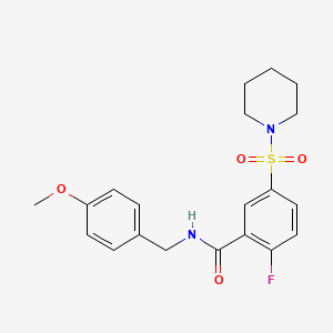 molecular formula C20H23FN2O4S B4449363 2-fluoro-N-(4-methoxybenzyl)-5-(1-piperidinylsulfonyl)benzamide 