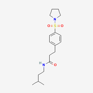 molecular formula C18H28N2O3S B4449380 N-(3-METHYLBUTYL)-3-[4-(PYRROLIDINE-1-SULFONYL)PHENYL]PROPANAMIDE 