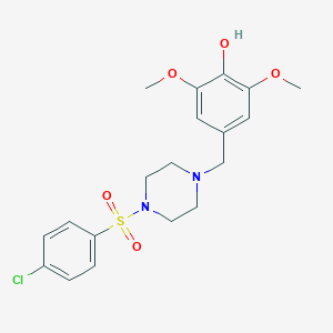 molecular formula C19H23ClN2O5S B444941 4-[4-(4-Chloro-benzenesulfonyl)-piperazin-1-ylmethyl]-2,6-dimethoxy-phenol 