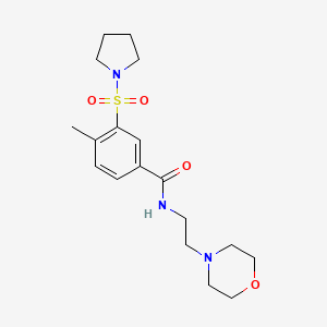 molecular formula C18H27N3O4S B4449421 4-methyl-N-[2-(4-morpholinyl)ethyl]-3-(1-pyrrolidinylsulfonyl)benzamide 